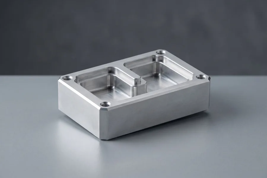 Aluminiowy korpus z kieszeniami, otworami i zaokrąglonymi narożami